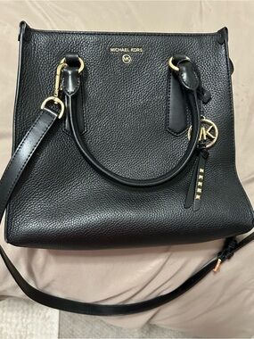Michael Kors Black Pebbled Leather Satchel.  10”long, 9” in height, and 5 deep